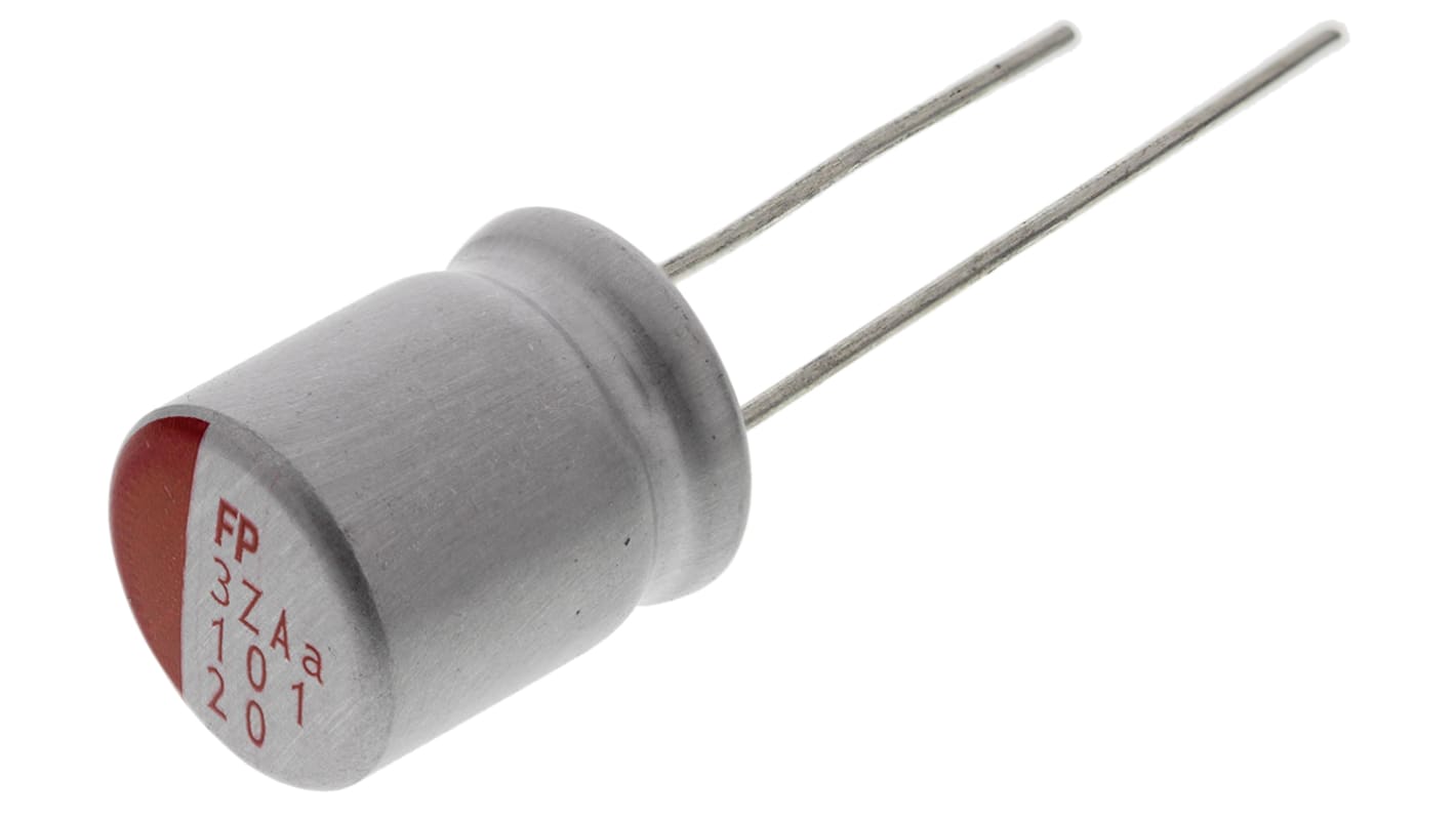 Nichicon 100μF Polymer Aluminium Solid Electrolytic Capacitor 20V dc, Radial, Through Hole - RNS1D101MDN1PH