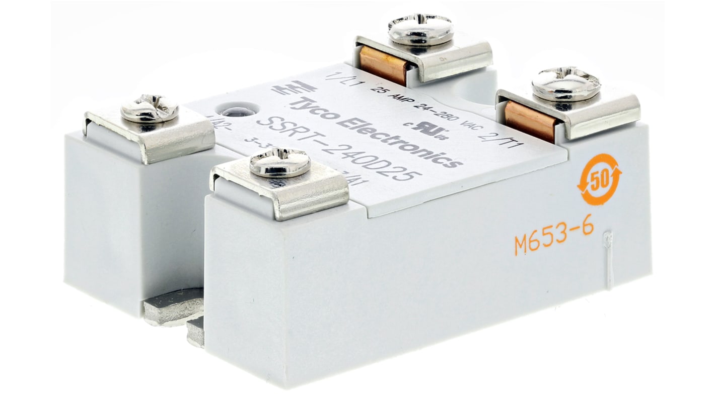 TE Connectivity Solid State Relay, 25 A Load, Panel Mount, 280 V rms Load, 32 V dc Control