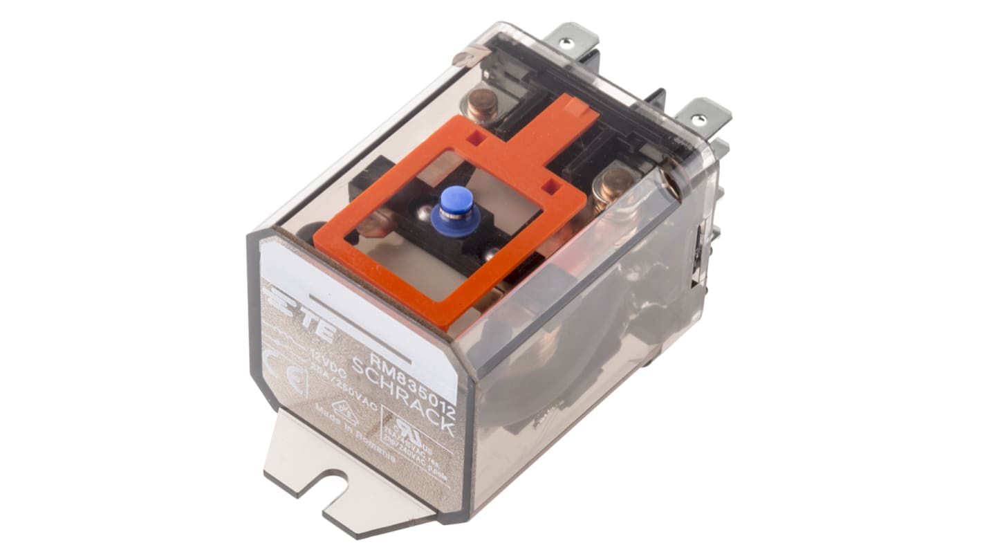 TE Connectivity Panel Mount Non-Latching Relay, 12V dc Coil, 25A Switching Current, DPDT