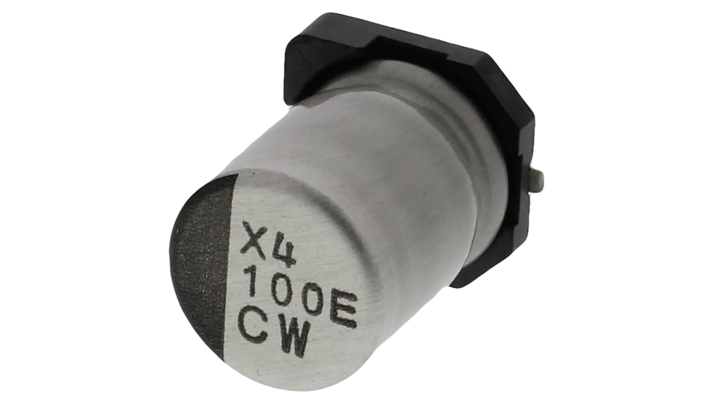 Condensador electrolítico Nichicon serie CW, 100μF, ±20%, 25V dc, mont. SMD, 6.3 (Dia.) x 8.7mm
