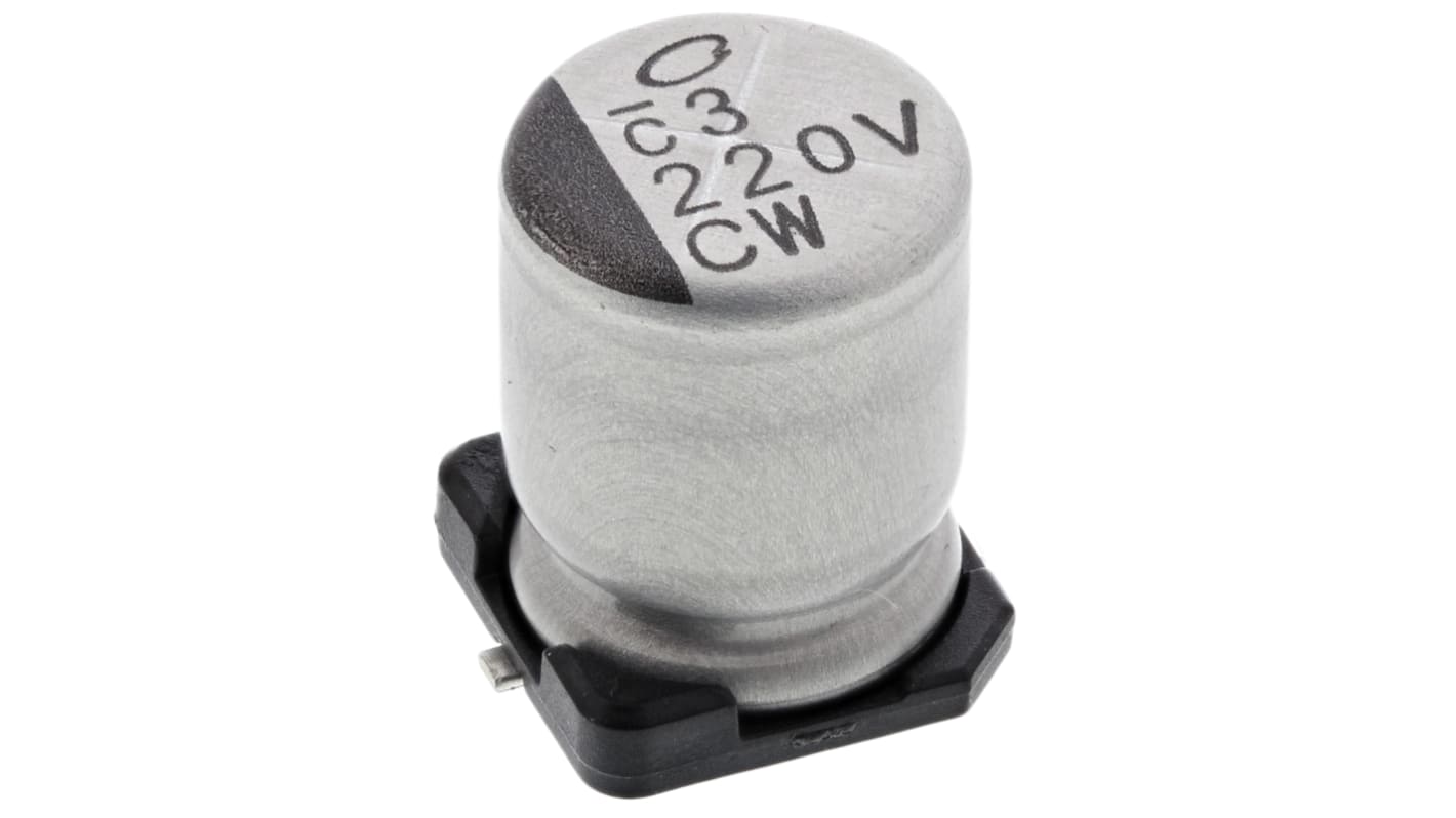 Nichicon CW, SMD Aluminium-Elektrolyt Kondensator 220μF ±20% / 35V dc, Ø 8mm x 10mm, bis 105°C