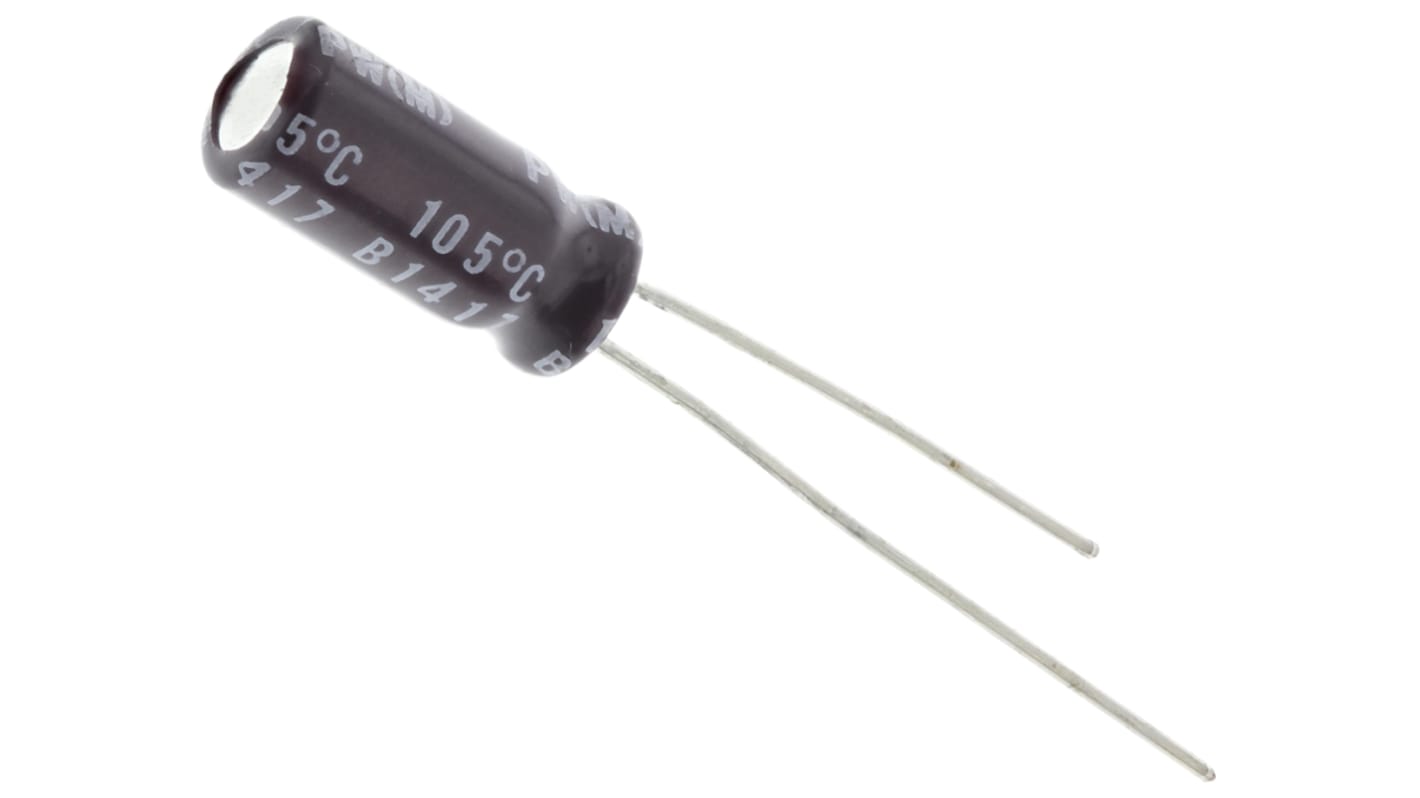 Nichicon PW, THT Aluminium-Elektrolyt Kondensator 47μF ±20% / 25V dc, Ø 5mm x 11mm, bis 105°C