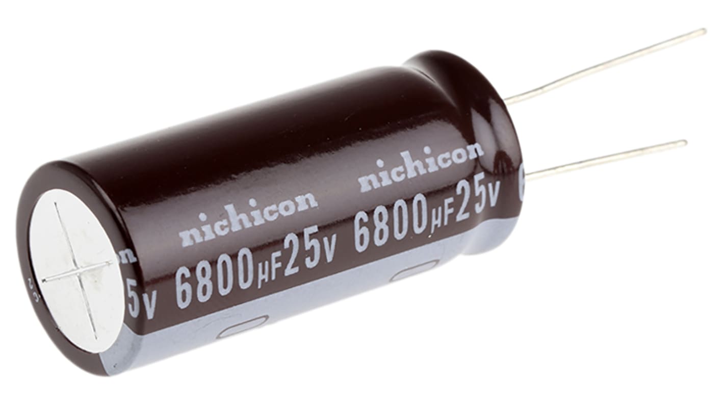 Condensatore Nichicon, serie PW, 6800μF, 25V cc, ±20%, +105°C, Radiale, Foro passante