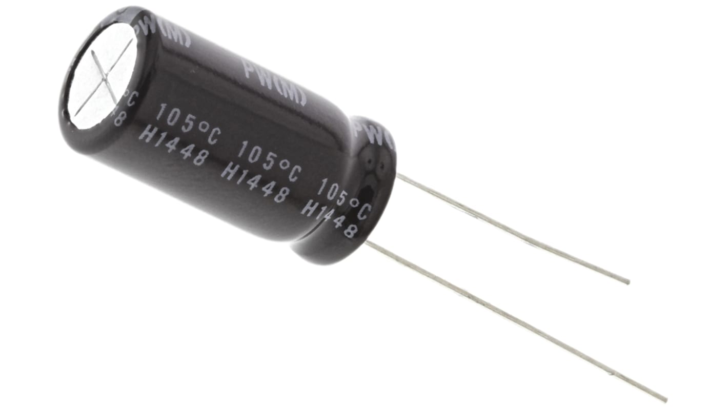 Nichicon PW, THT Aluminium-Elektrolyt Kondensator 470μF ±20% / 35V dc, Ø 10mm x 20mm, bis 105°C