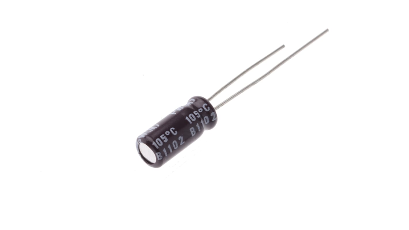 Nichicon PW, THT Aluminium-Elektrolyt Kondensator 22μF ±20% / 50V dc, Ø 5mm x 11mm, bis 105°C