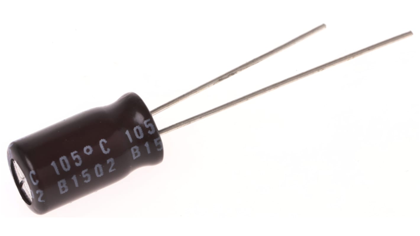 Nichicon PW, THT Aluminium-Elektrolyt Kondensator 47μF ±20% / 50V dc, Ø 6.3mm x 11mm, bis 105°C