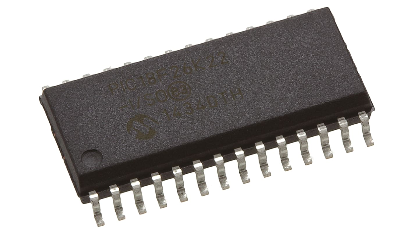 Microcontrolador Microchip PIC18F26K22-I/SO, núcleo PIC de 8bit, RAM 1,024 kB, 3,896 kB, 64MHZ, SOIC de 28 pines