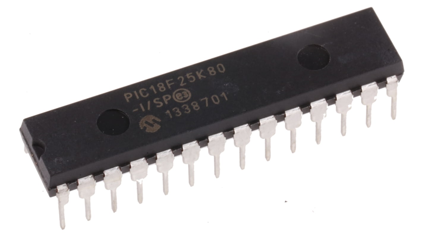 Microcontrolador Microchip PIC18F25K80-I/SP, núcleo PIC de 8bit, RAM 1,024 kB, 3,648 kB, 64MHZ, SPDIP de 28 pines