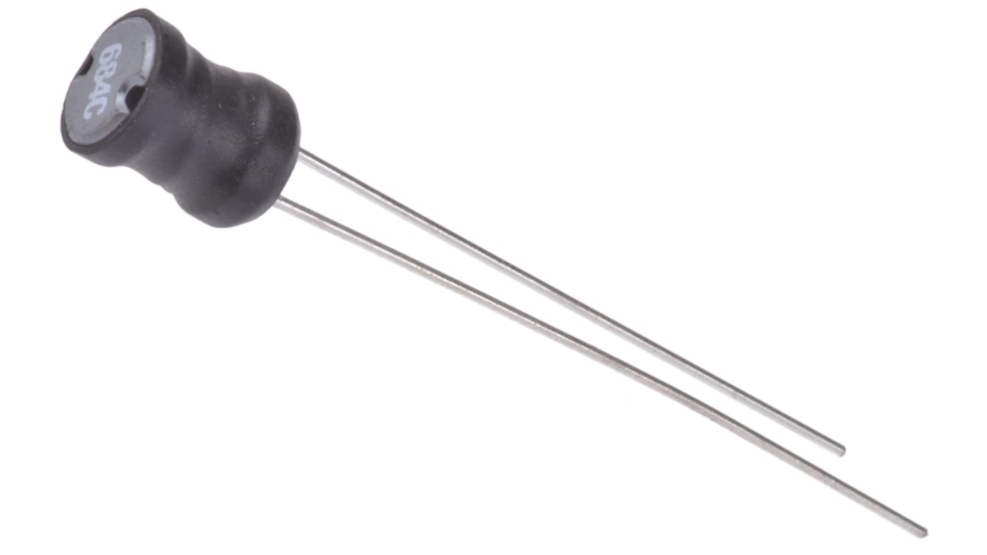 Inductor radial Murata, 680 μH ±10%, SRF máxima:2.5MHZ, Q:120, Idc:250mA, Rdc:2640mΩ