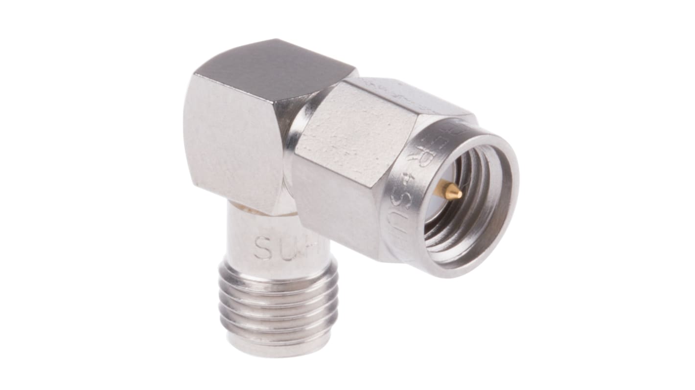 Connecteur RF Huber+Suhner SMA Mâle vers SMA Femelle, Angle droit, 50Ω 14GHz