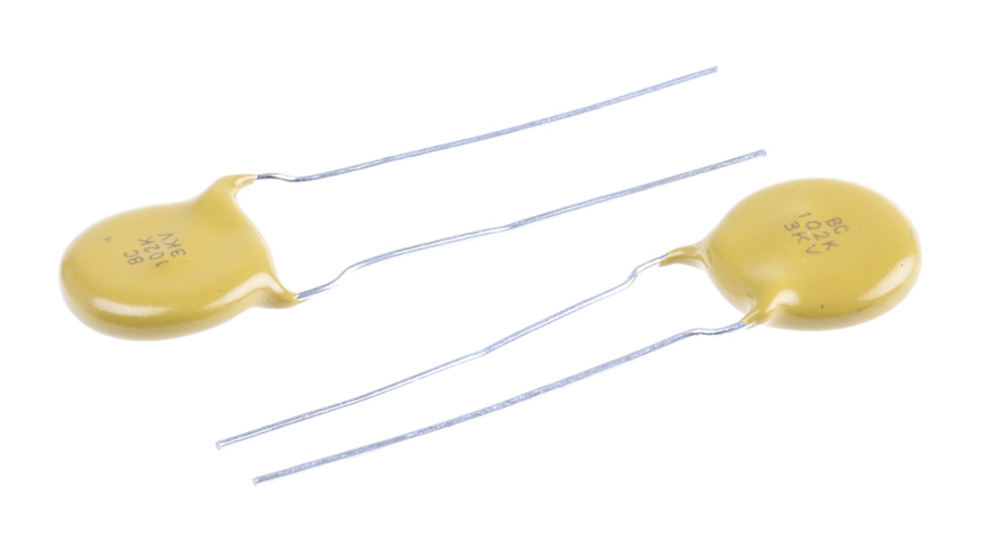 Vishay Single Layer Ceramic Capacitor (SLCC) 1nF 3kV dc ±10% S3N Dielectric, F, Through Hole +125°C Max Op. Temp.