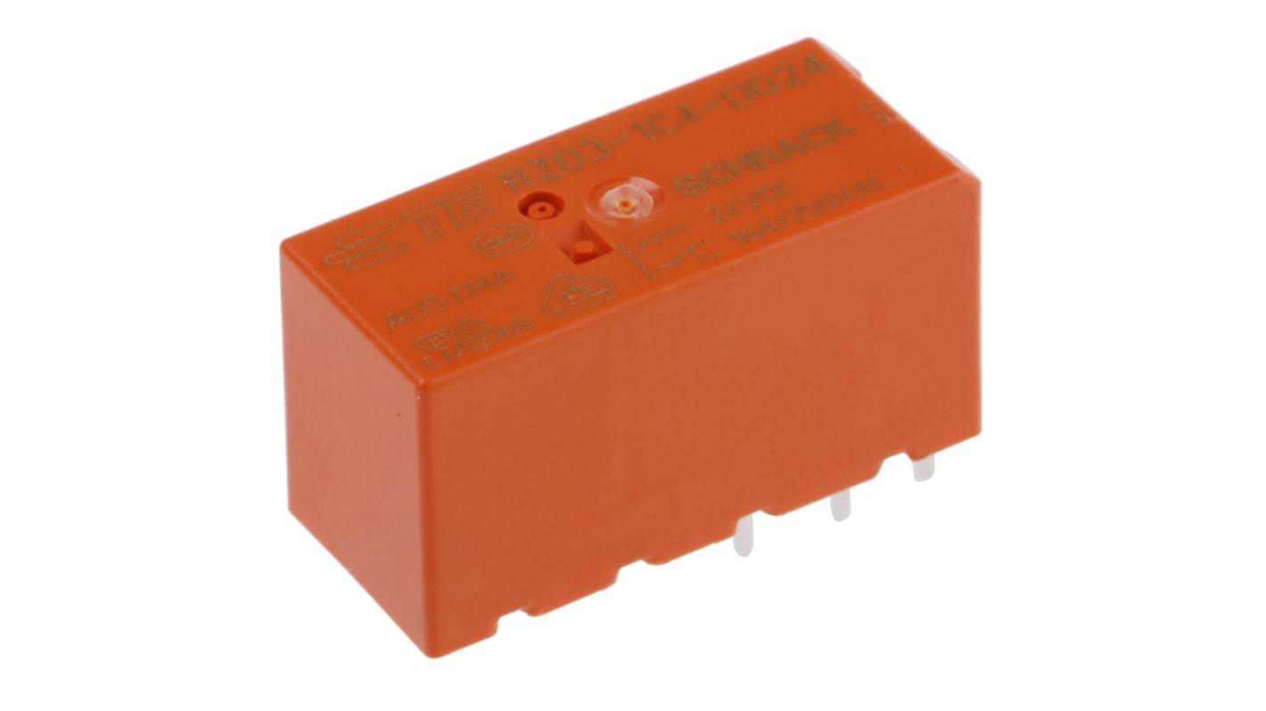 TE Connectivity PCB Mount Power Relay, 24V dc Coil, 16A Switching Current, SPDT