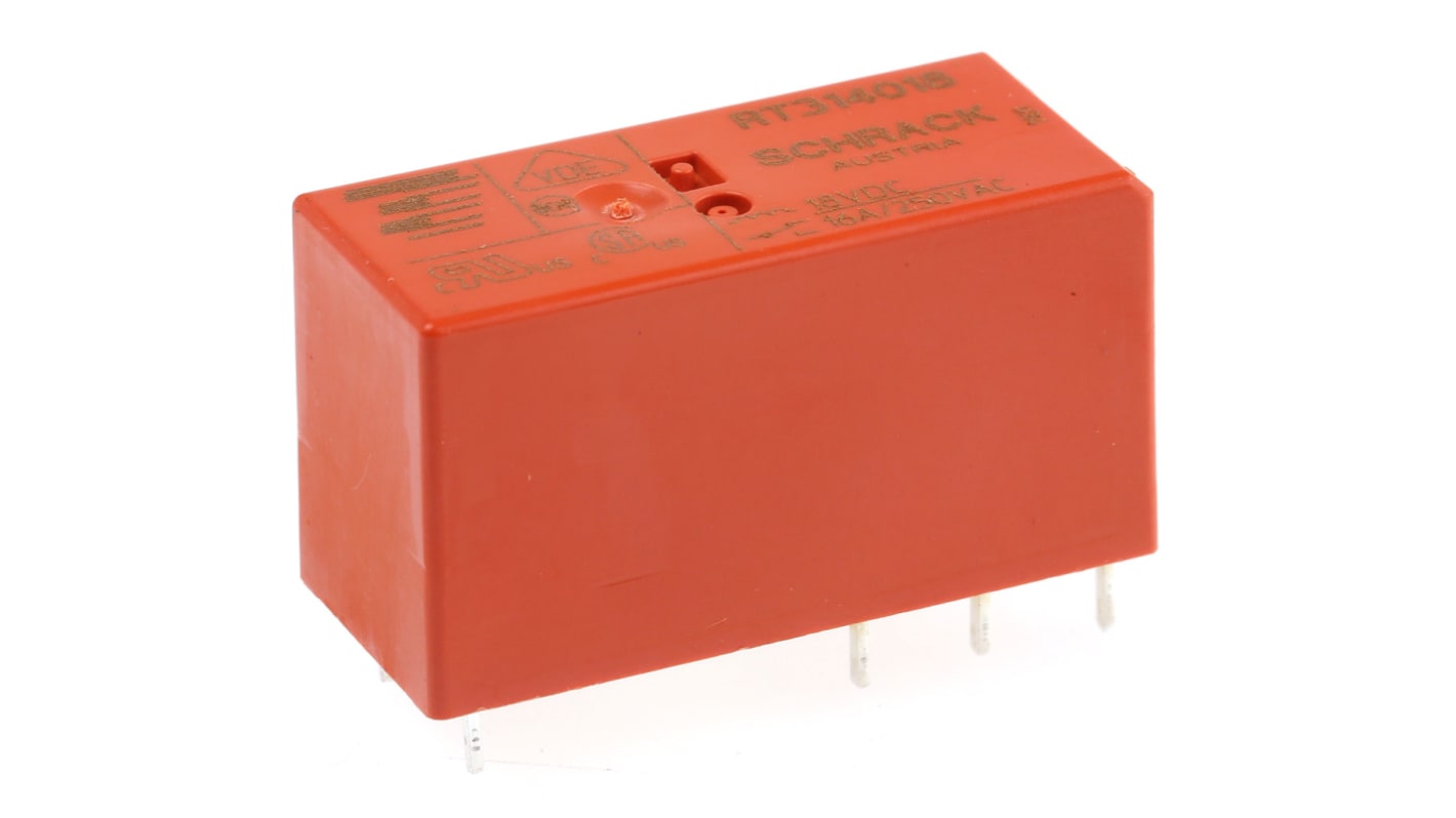 TE Connectivity PCB Mount Power Relay, 18V dc Coil, 16A Switching Current, SPDT
