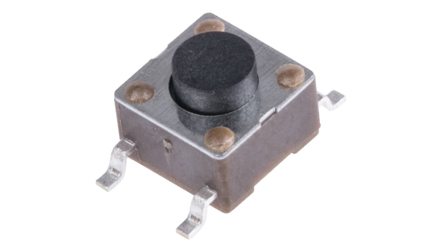 TE Connectivity Black Button Tactile Switch, SPST 50 mA @ 24 V dc 1.4mm Surface Mount