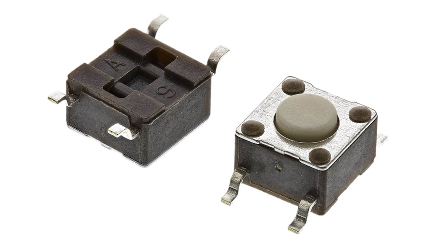 Interruptor táctil tipo Botón, Blanco, contactos SPST 4.3mm, Montaje superficial