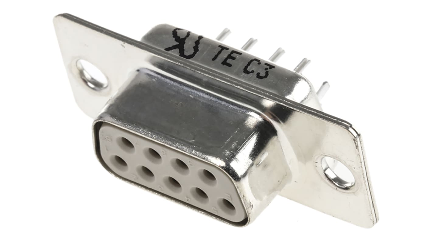 TE Connectivity 9 Way Through Hole D-sub Connector Socket, 2.74mm Pitch