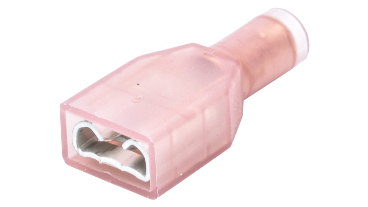 TE Connectivity PIDG FASTON .250 Red Insulated Female Spade Connector, Receptacle, 6.35 x 0.81mm Tab Size, 1mm² to