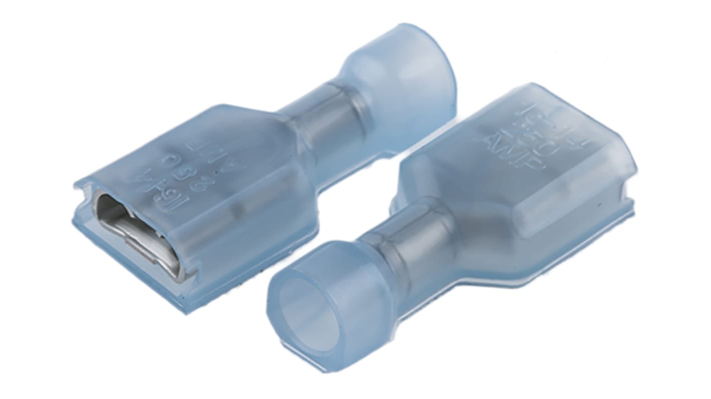 TE Connectivity Ultra-Fast .250 Blue Insulated Female Spade Connector, Receptacle, 6.35 x 0.81mm Tab Size, 1.3mm² to