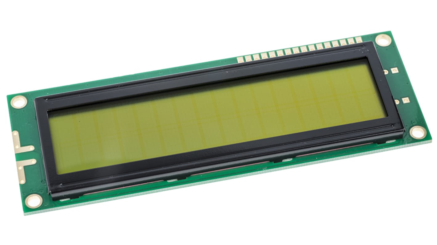 Fordata FDCC1602P-RNNYBW-66SE Alphanumeric LCD Display, Yellow on Green, 2 Rows by 16 Characters, Reflective