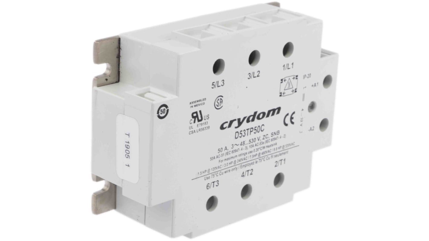 Sensata Crydom 53TP Series Solid State Relay, 50 A rms Load, Panel Mount, 530 V ac Load, 32 V dc Control