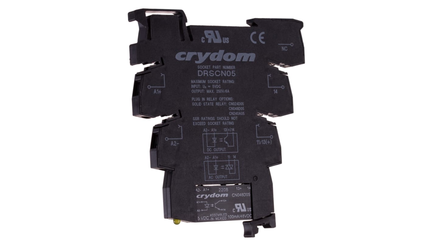 Sensata Crydom DRA-CN Series Solid State Interface Relay, 12 V dc Control, 0.1 A Load, DIN Rail Mount