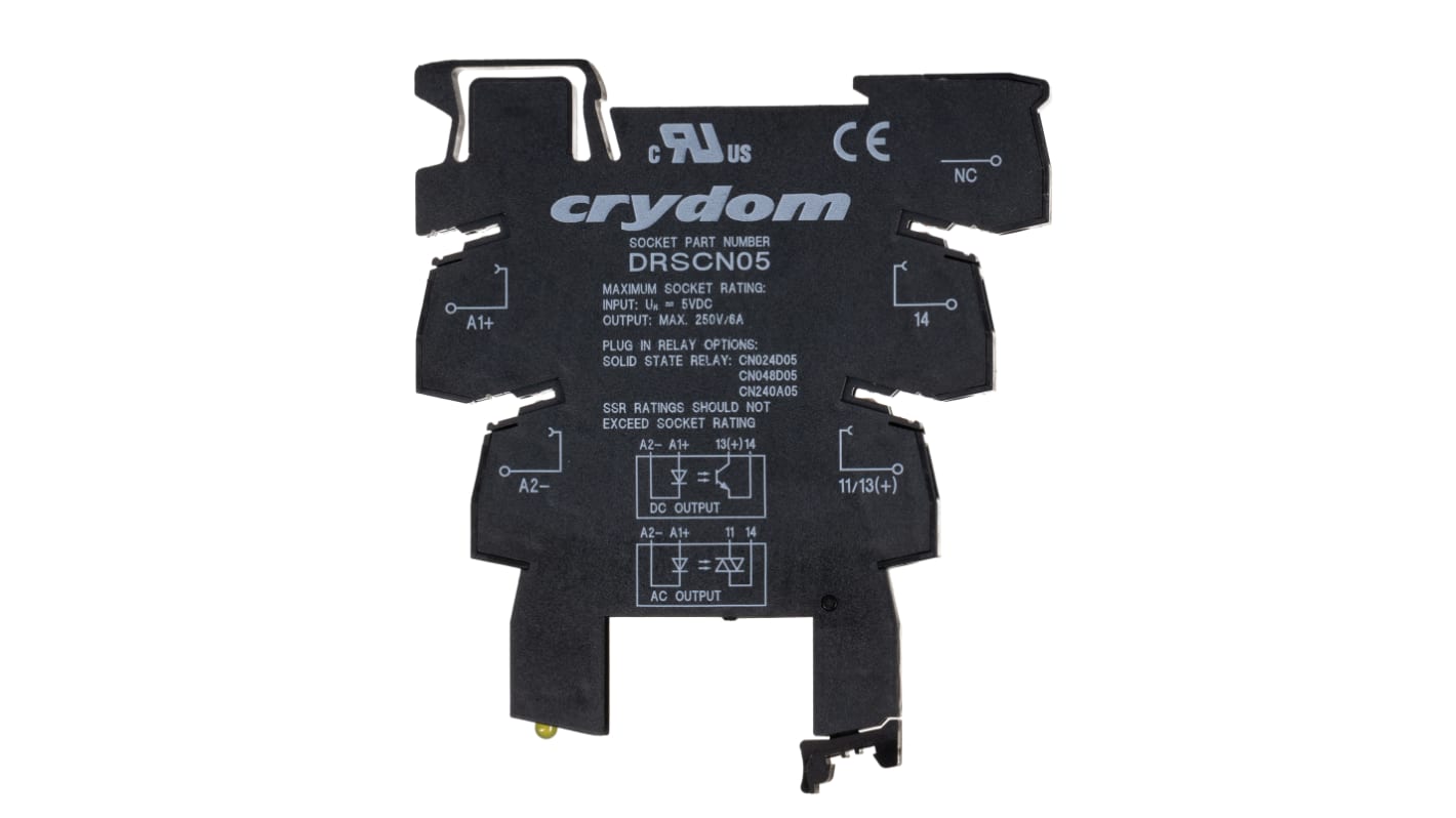 DRSCN05 Sensata Crydom DRSCN 5V dc DIN Rail Relay Socket, for use with CN Series RS