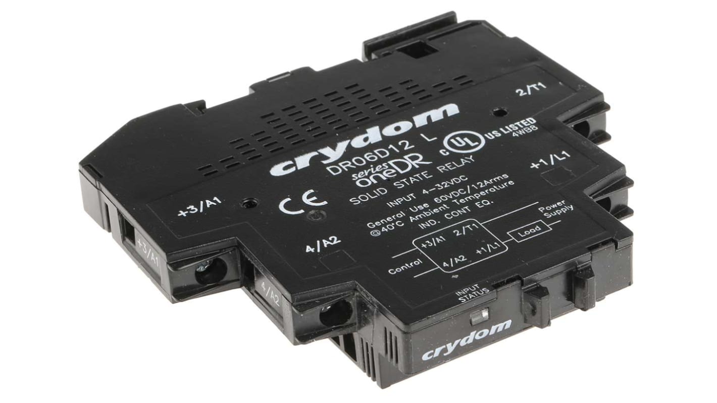 Przekaźnik półprzewodnikowy Sensata / Crydom 12 A 60 V dc, montaż na szynie DIN