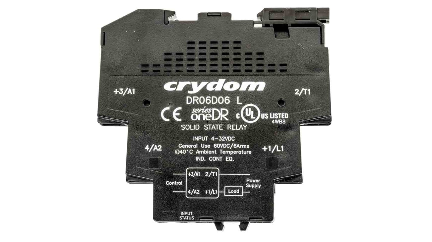 Przekaźnik półprzewodnikowy Sensata / Crydom 6 A 60 V dc, montaż na szynie DIN