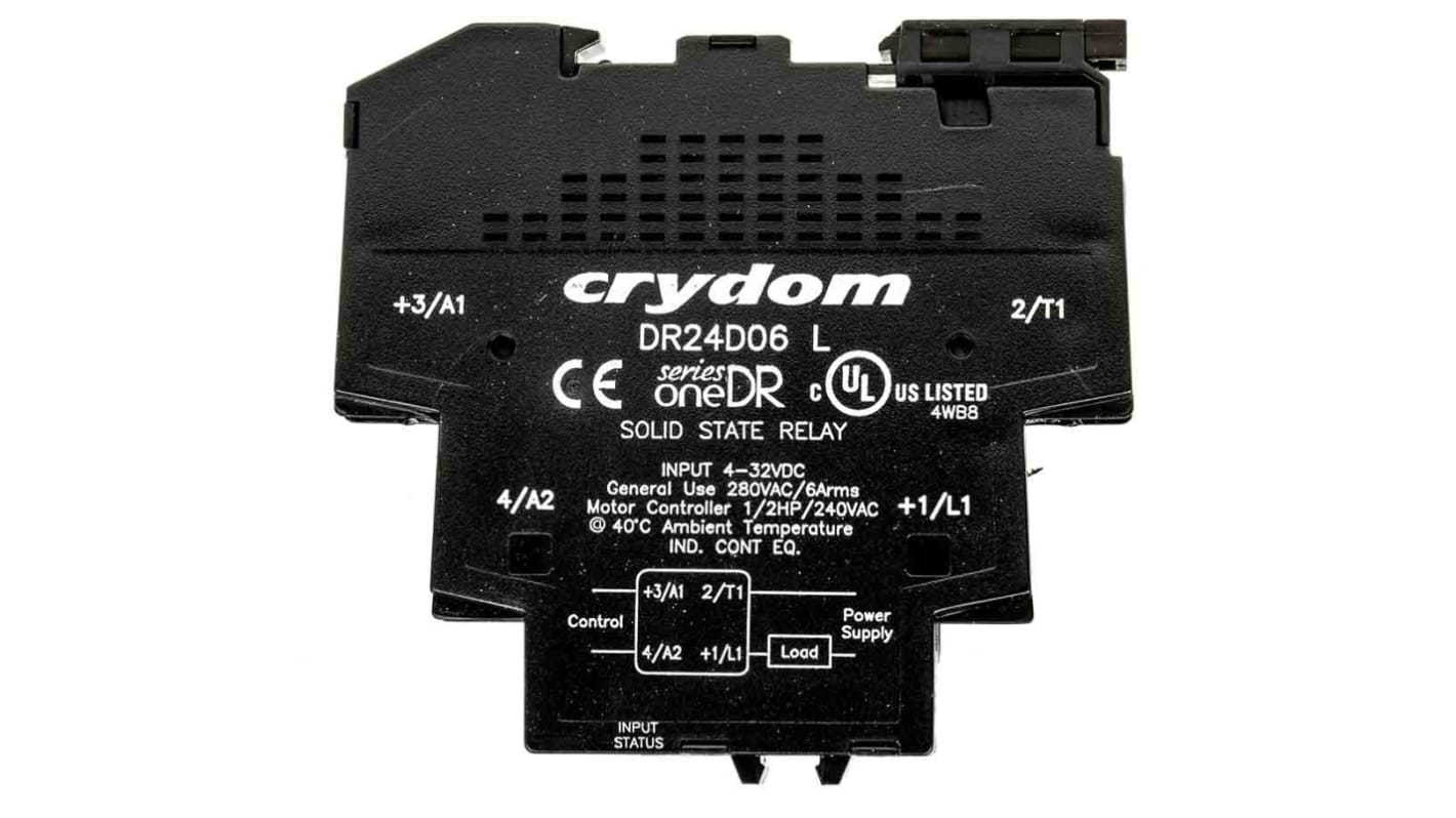 Sensata / Crydom Solid State Interface Relay, 32 V dc Control, 6 A rms Load, DIN Rail Mount