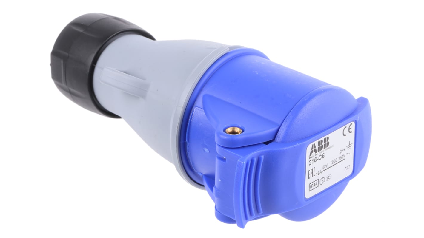 ABB, Easy & Safe IP44 Blue Cable Mount 2P+E Industrial Power Socket, Rated At 16A, 200 → 250 V