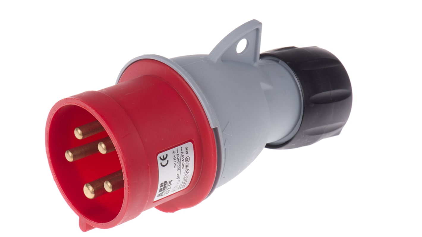 ABB Easy & Safe Leistungssteckverbinder Stecker Rot 3P+N+E, 346 → 415 V / 32A, Kabelmontage IP44