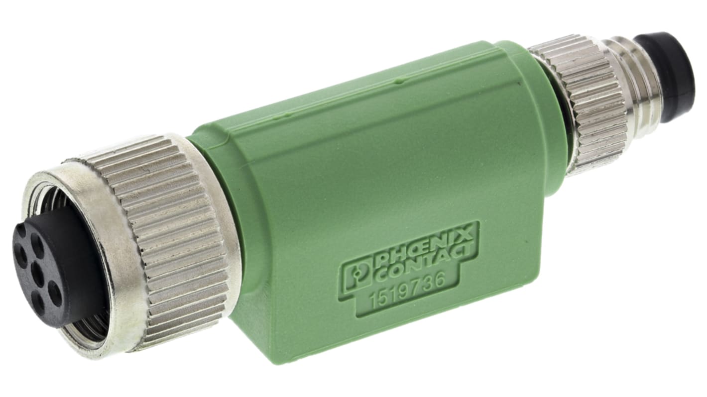 Adaptateur pour connecteur cylindrique Droit Phoenix Contact M8 Simple M12 4 contacts Femelle, placage Nickel