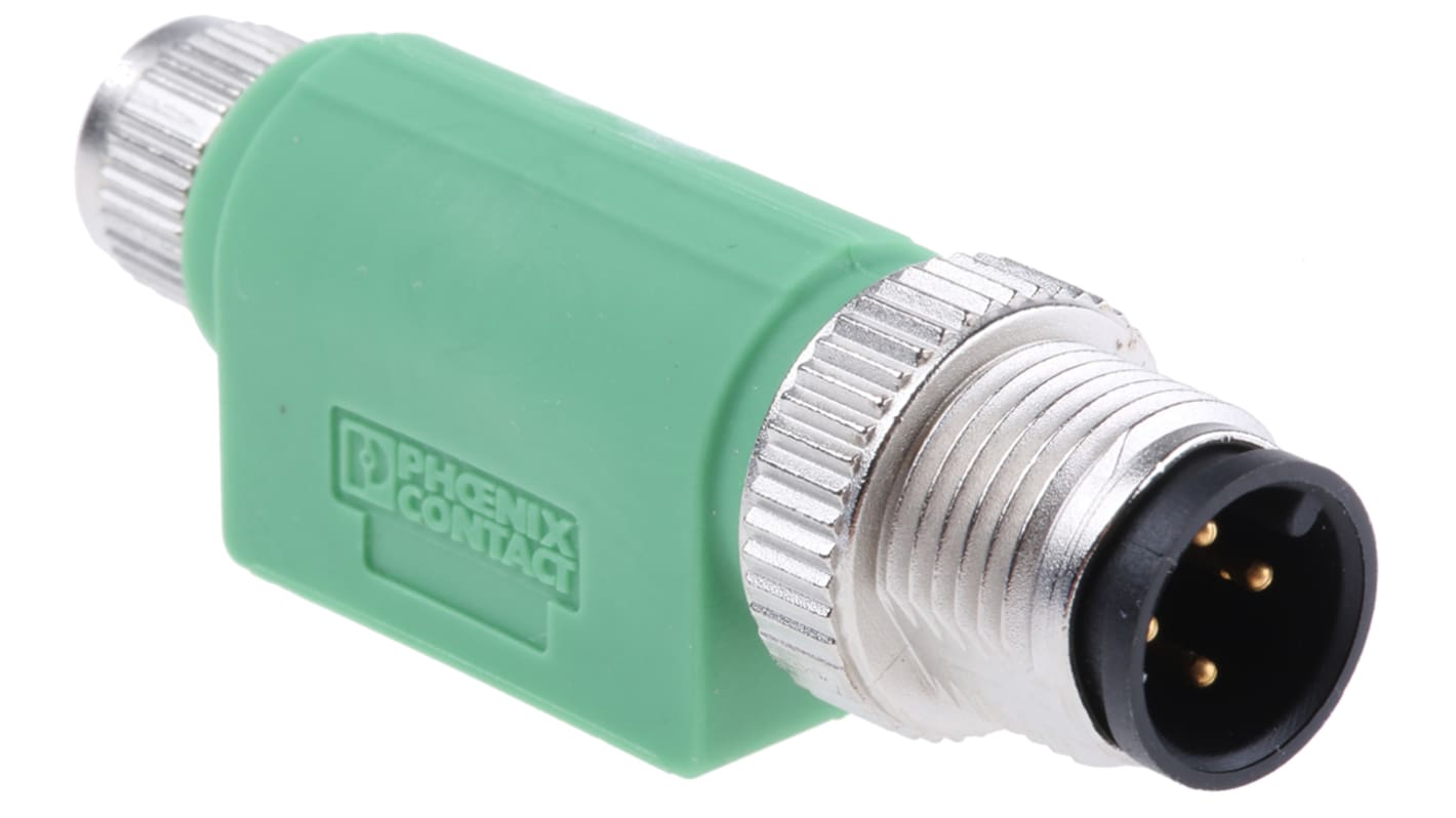 Adaptateur pour connecteur cylindrique Droit Phoenix Contact M12 Simple M8 4 contacts Femelle, placage Nickel