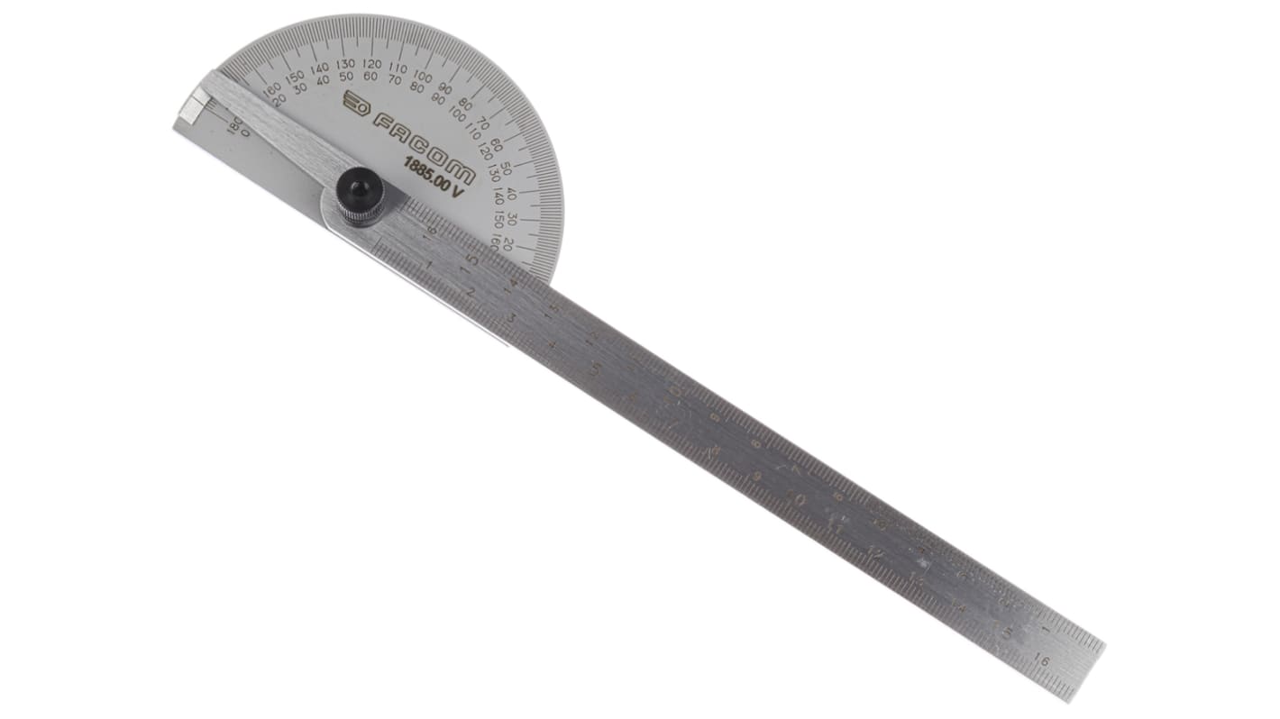 Facom Metrisk Dybdemåler Protractor, 170 mm Rustfrit stål