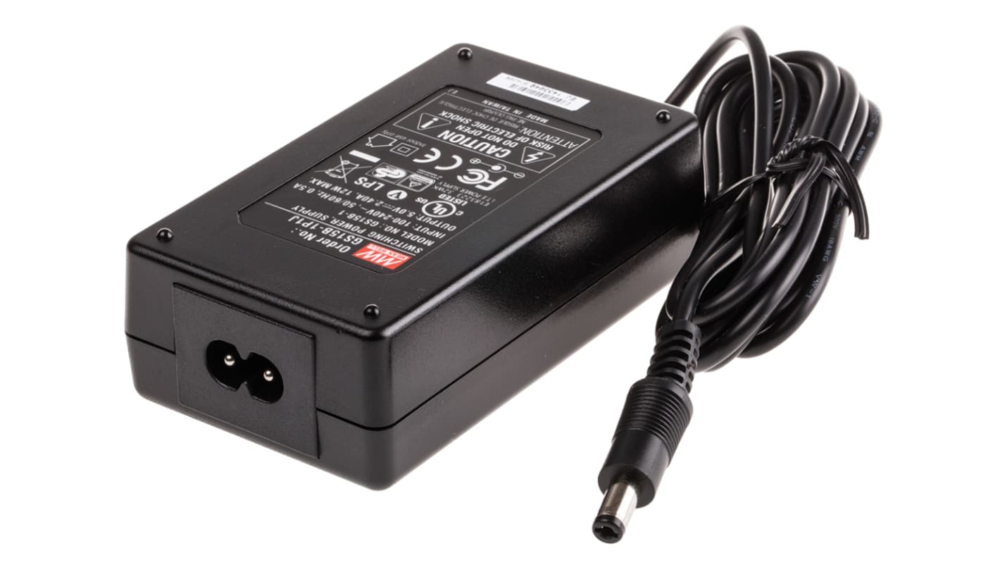 MEAN WELL Power Brick AC/DC Adapter 5V dc Output, 2.4A Output