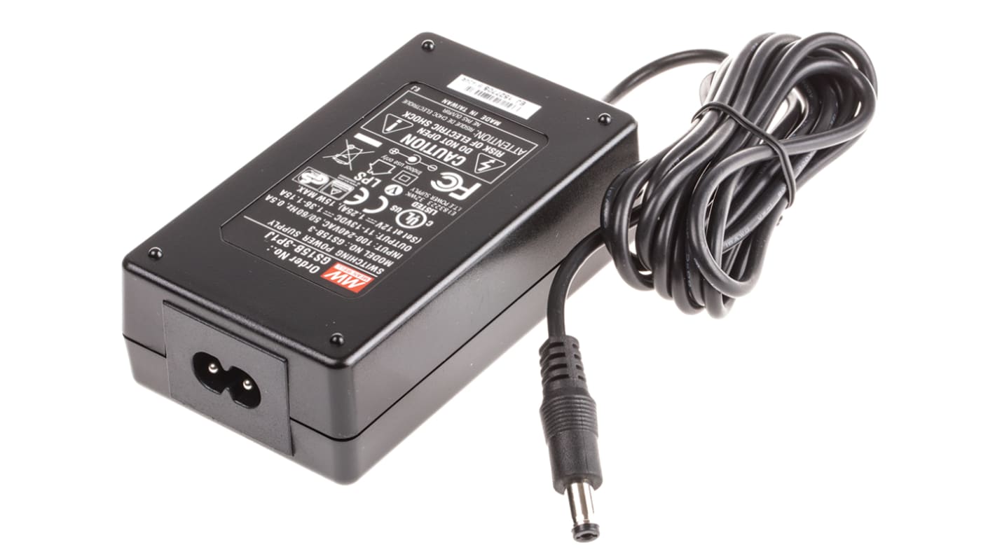 Adattatore AC/DC MEAN WELL 12V cc, 1.25A