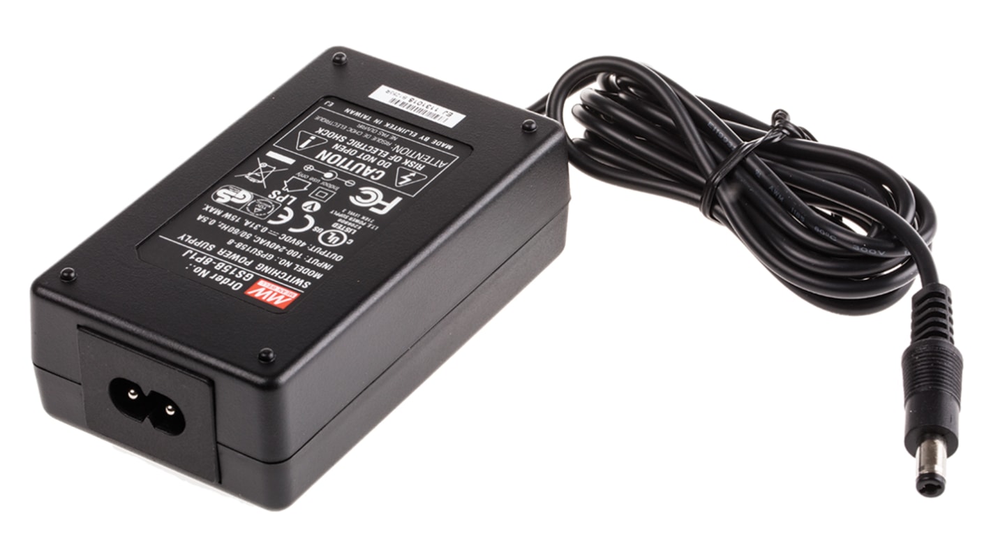 MEAN WELL Power Brick AC/DC Adapter 48V dc Output, 310mA Output