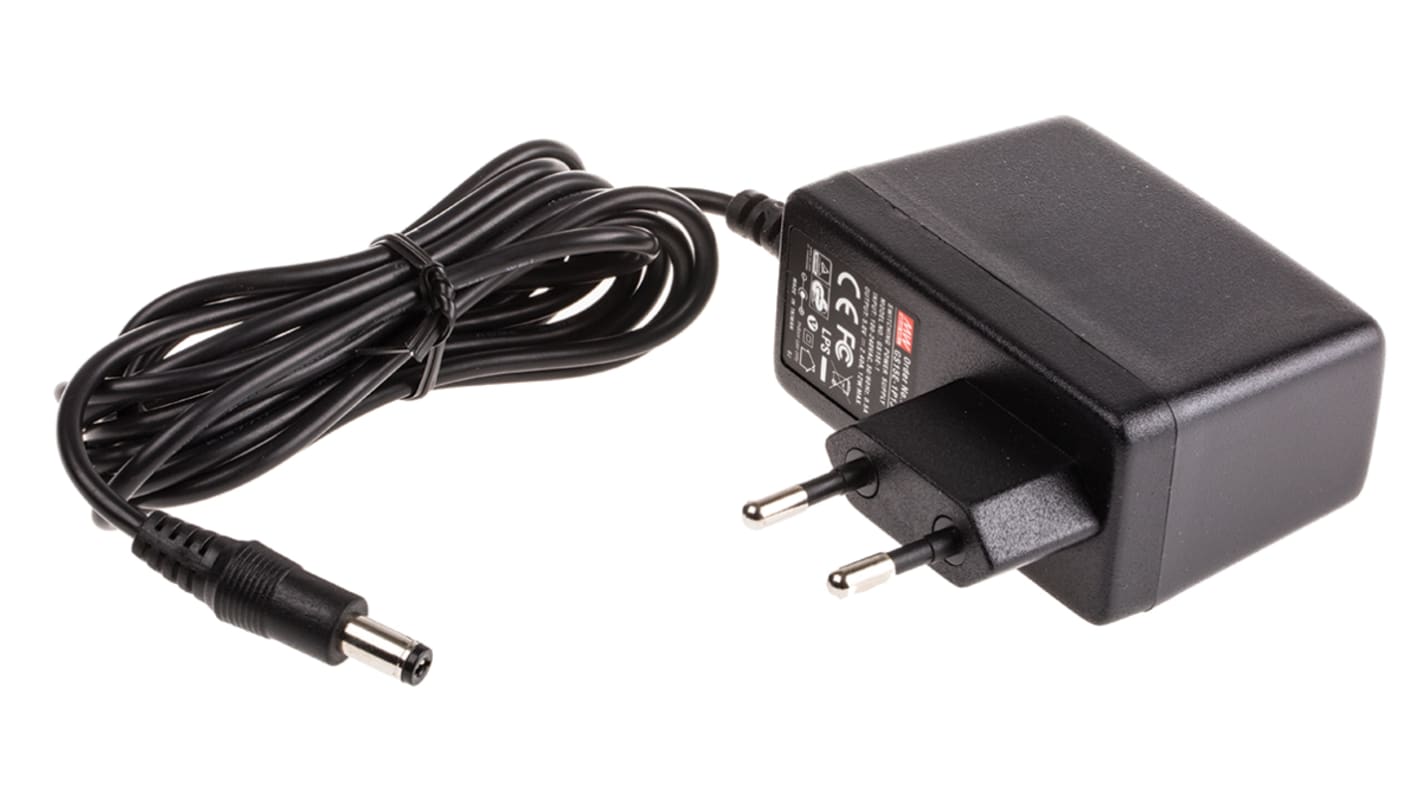 Adaptador AC/DC MEAN WELL 100V ac, 5V dc, 1 salida, Adaptador ac/dc, 2.4A, 12W, Tipo C