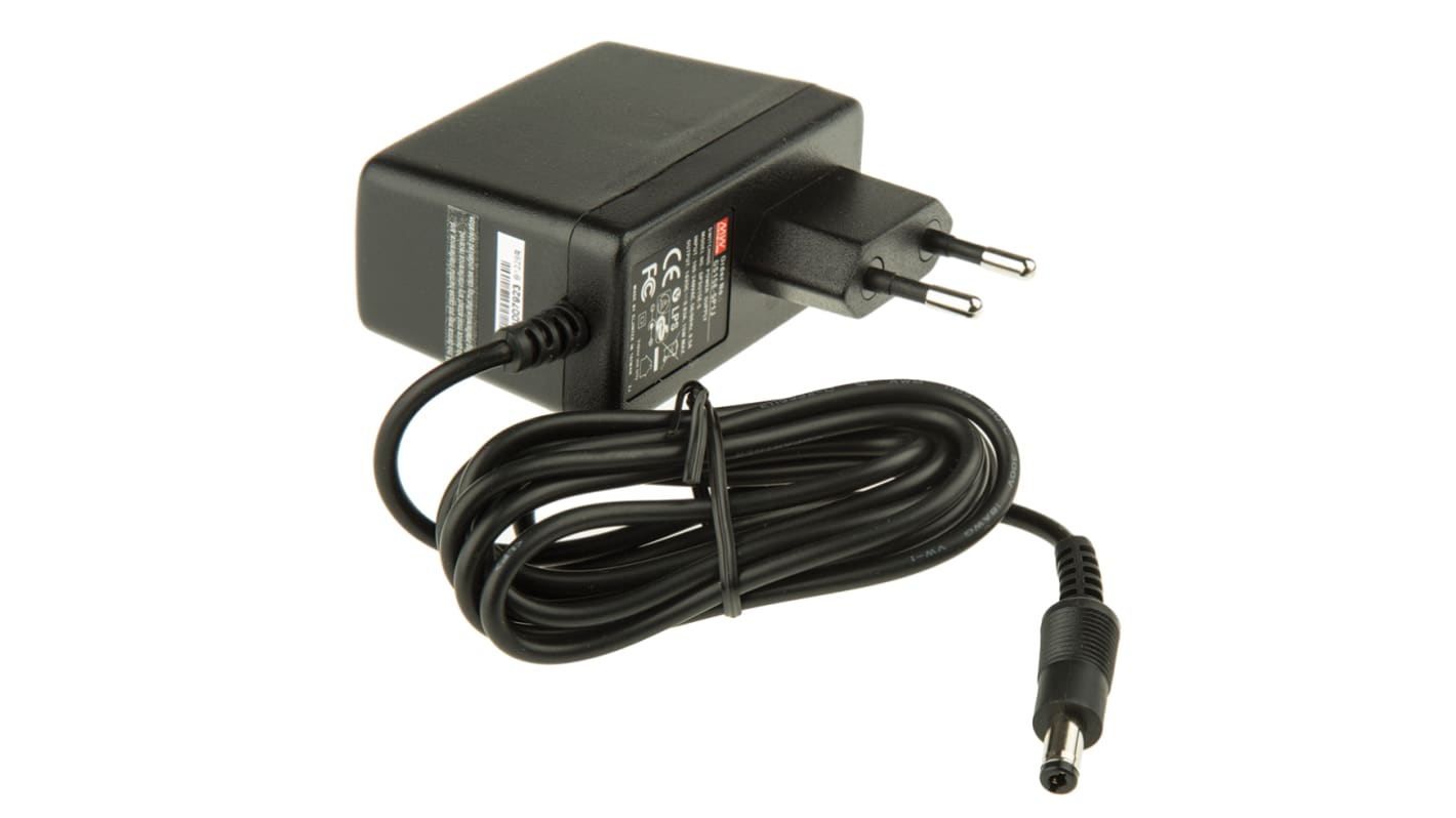 MEAN WELL 15W Plug-In AC/DC Adapter 18V dc Output, 830mA Output