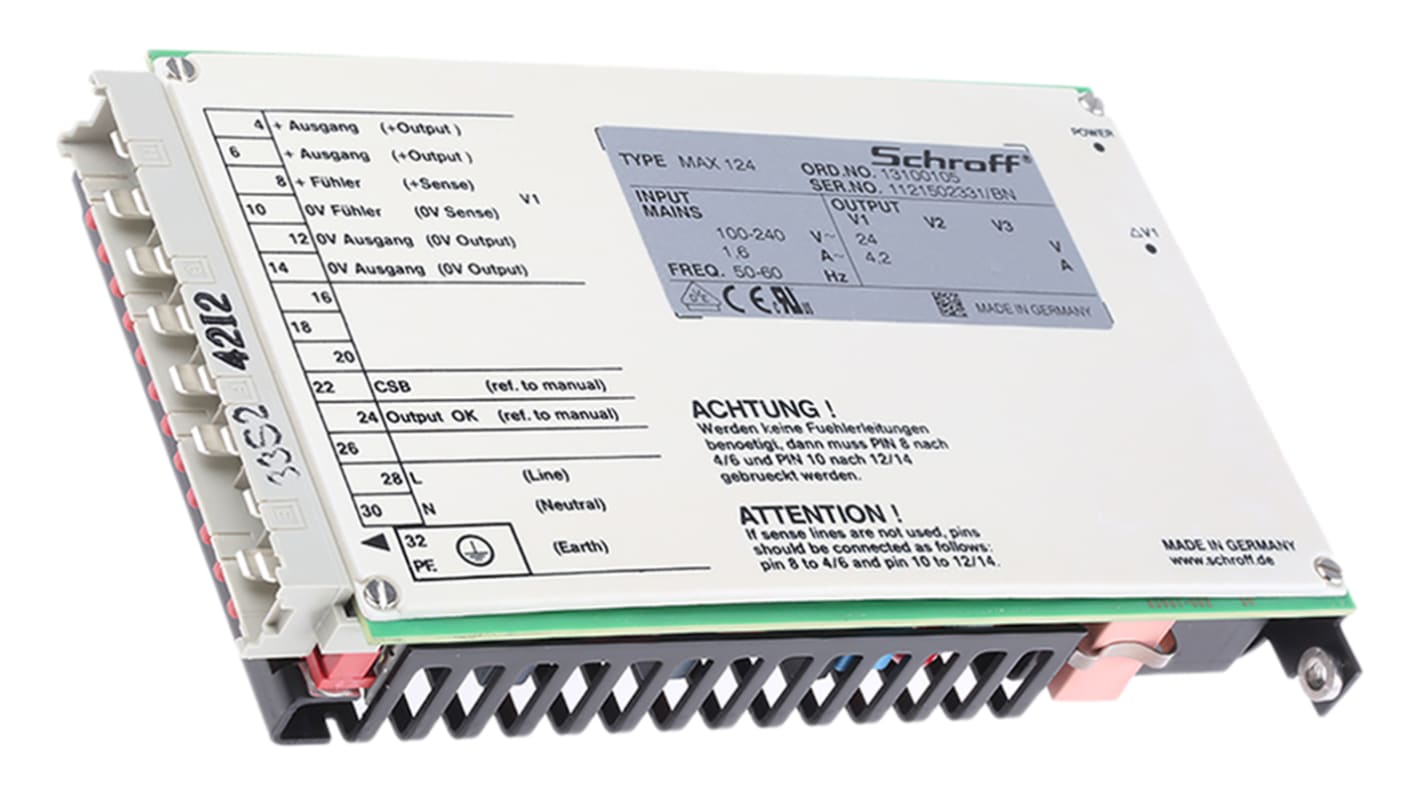 nVent SCHROFF Schaltnetzteil, AUS 24V dc / 4.2A 101W, EIN 90 → 254V ac