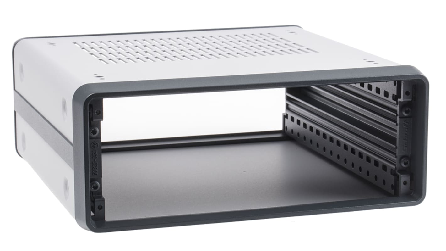 Contenitore 19" montaggio rack nVent SCHROFF 2U 102.6 x 257 x 271mm, in Alluminio, ventilato, col. Grigio, argento