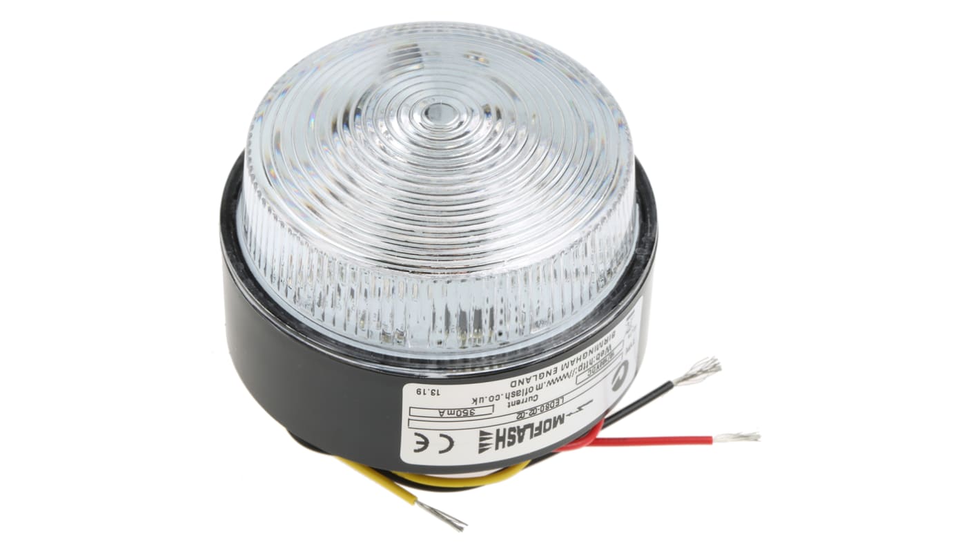 Výstražný maják, řada: LED80 Blikající, stálé barva Červená LED 90 (Flashing) mA, 200 (Steady) mA Povrchová montáž 10