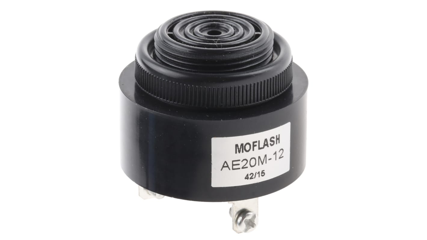 Buzzer Noir Moflash série AE20M, 12 V, 95dB IP55