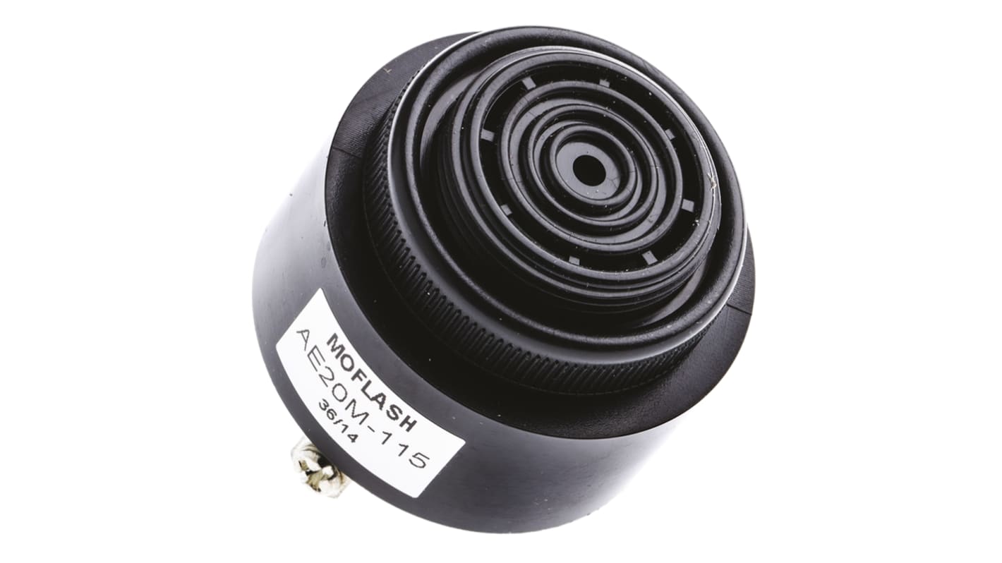 Moflash AE20M Series Panel Mount Buzzer, 115V AC, 95dB at 1 m, IP55, AC, 2-Tone