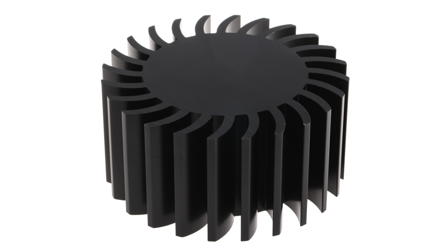 Disipador Fischer Elektronik Negro, 1K/W, dim. 105 (Dia.) x 50mm para LED, para usar con Ronda Universal Alu