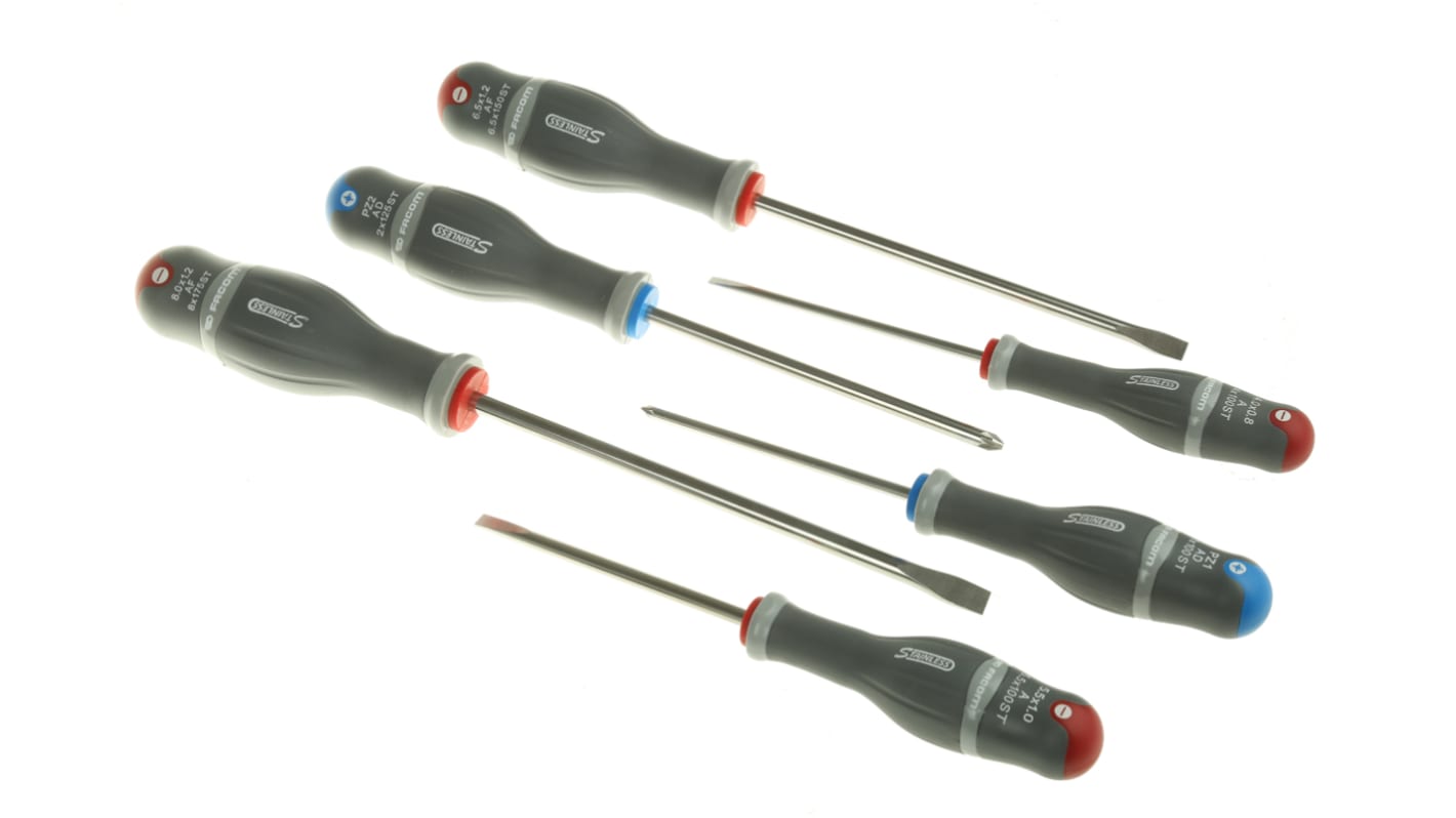 Facom Pozidriv, Slotted Screwdriver Set, 6-Piece