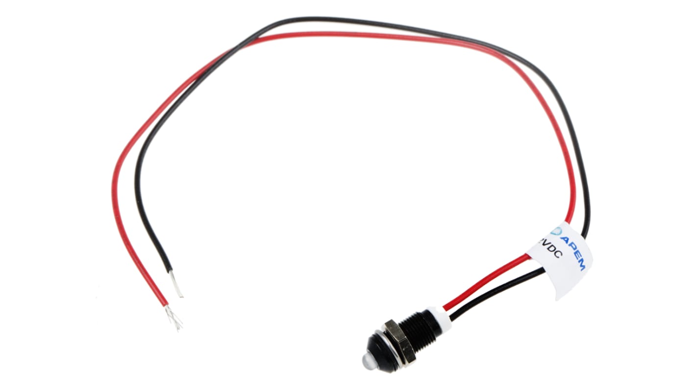 RS PRO White Panel Mount Indicator, 2V dc, 6mm Mounting Hole Size, Lead Wires Termination, IP67