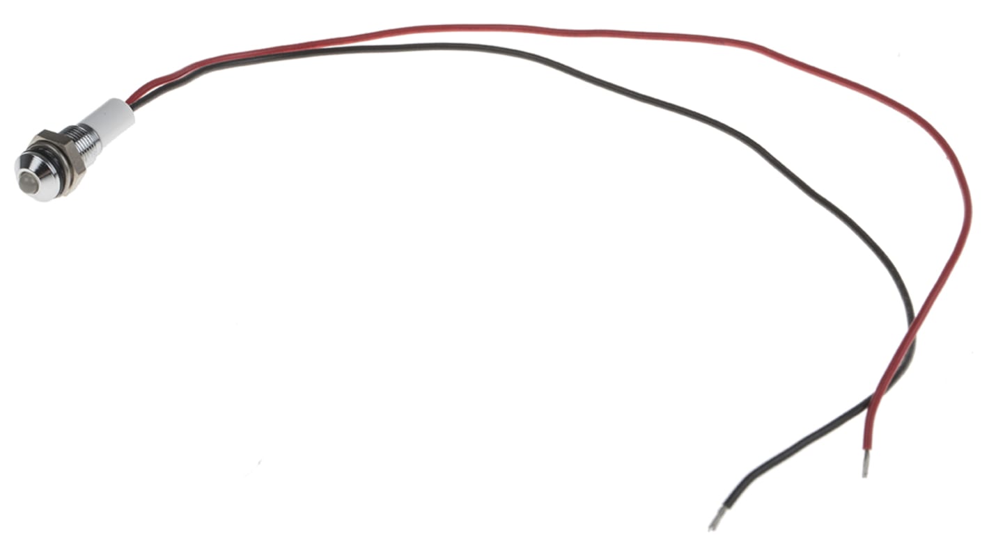 RS PRO Green, Red Panel Mount Indicator, 24V dc, 6mm Mounting Hole Size, Lead Wires Termination, IP67