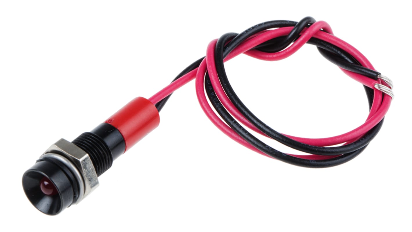 Indicador LED RS PRO, Rojo, lente rebajada, Ø montaje 6mm, 12V dc, 20mA, 40mcd, IP67