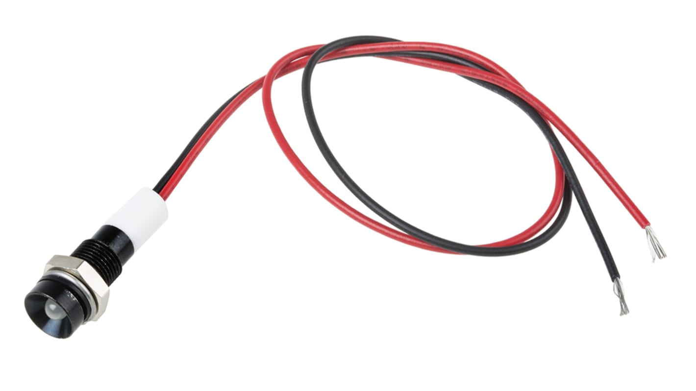 RS PRO Green, Red Panel Mount Indicator, 24V dc, 6mm Mounting Hole Size, Lead Wires Termination, IP67